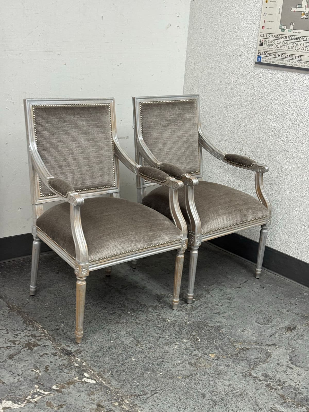 Vintage Louis XVI–Style Square Back Armchairs, Pair - Thumbnail 12