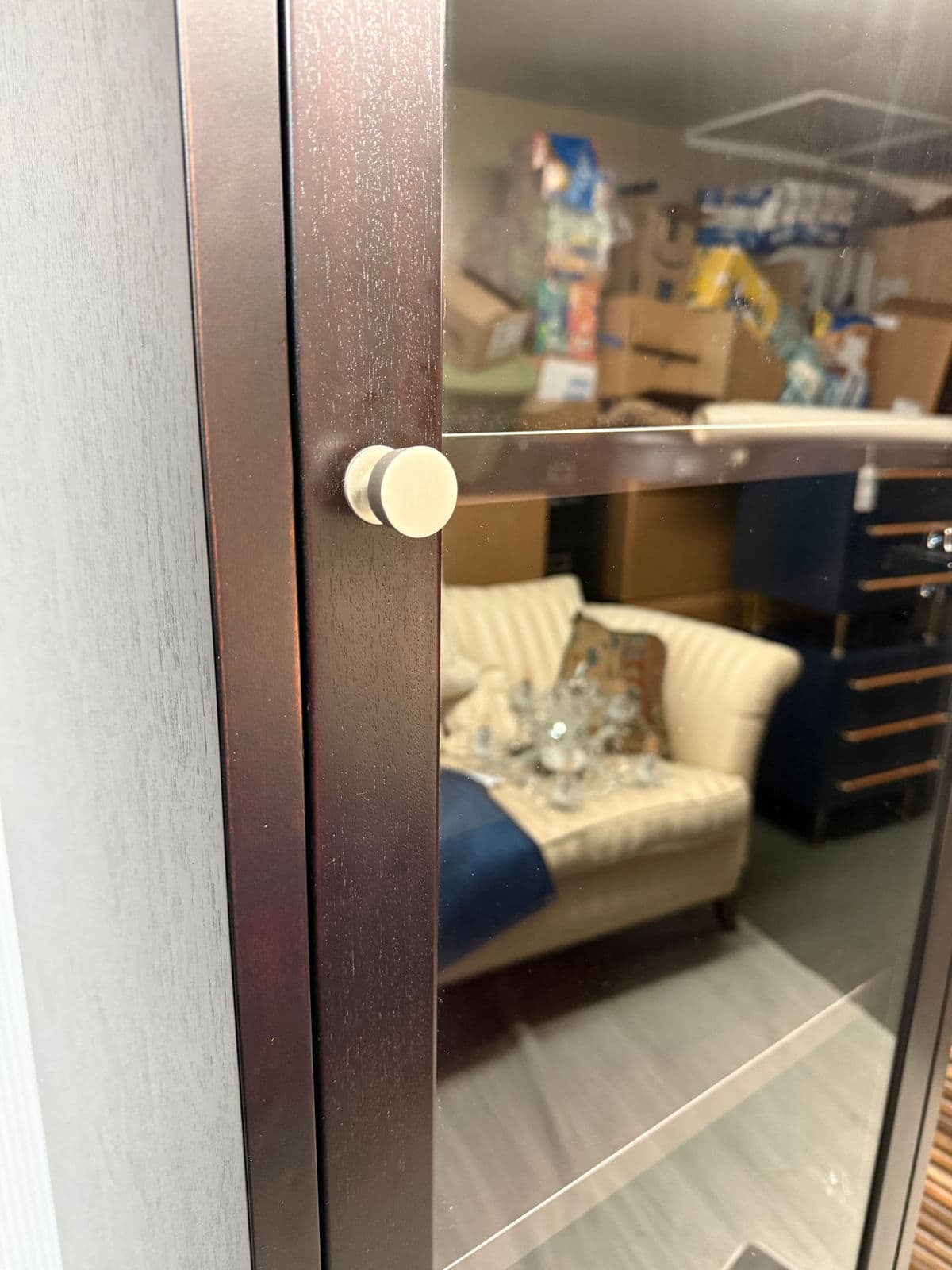 Tall Wood Display Cabinet With Glass Door and Lower Storage - Thumbnail 12