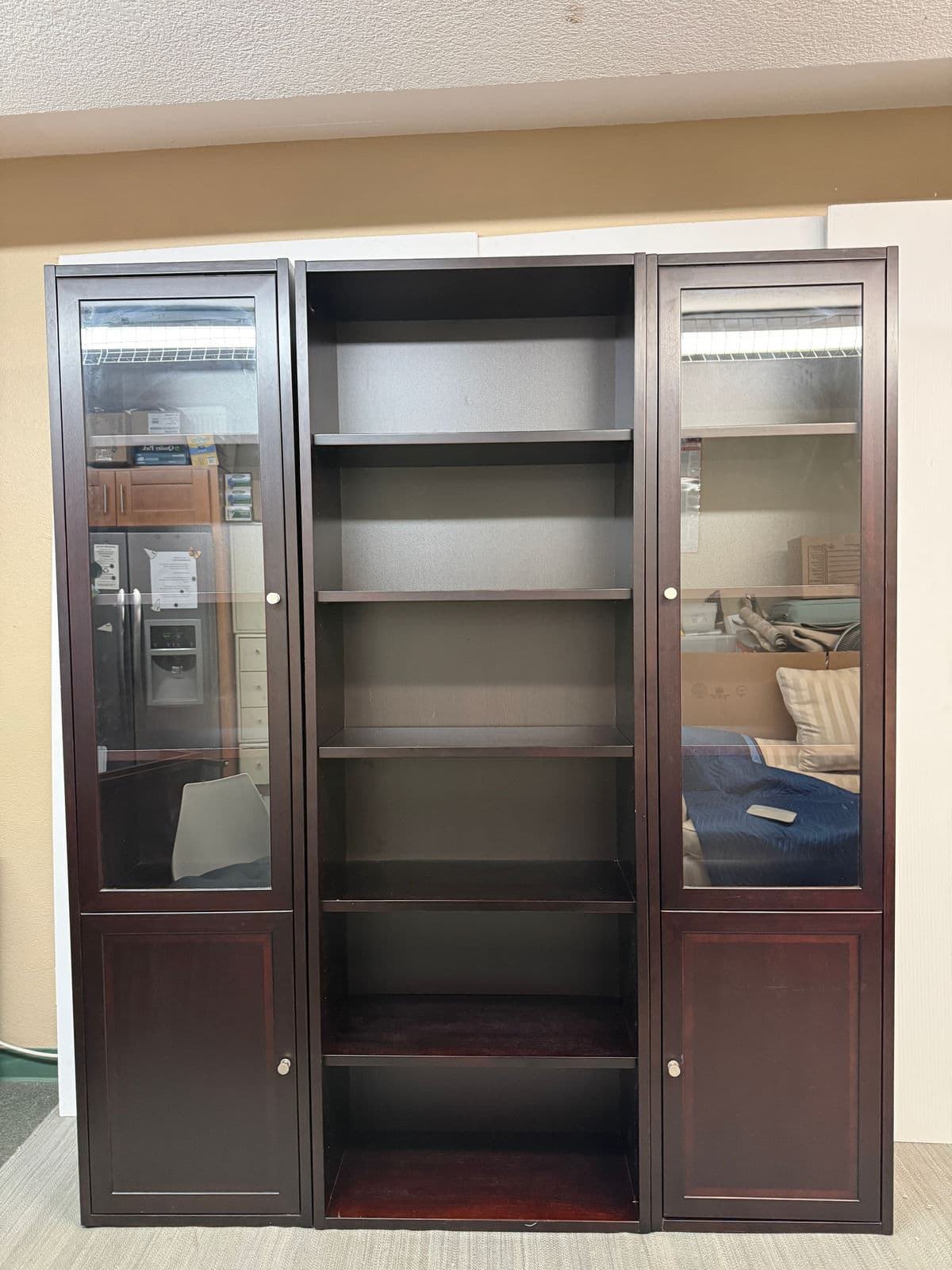Tall Wood Display Cabinet With Glass Door and Lower Storage - Thumbnail 6
