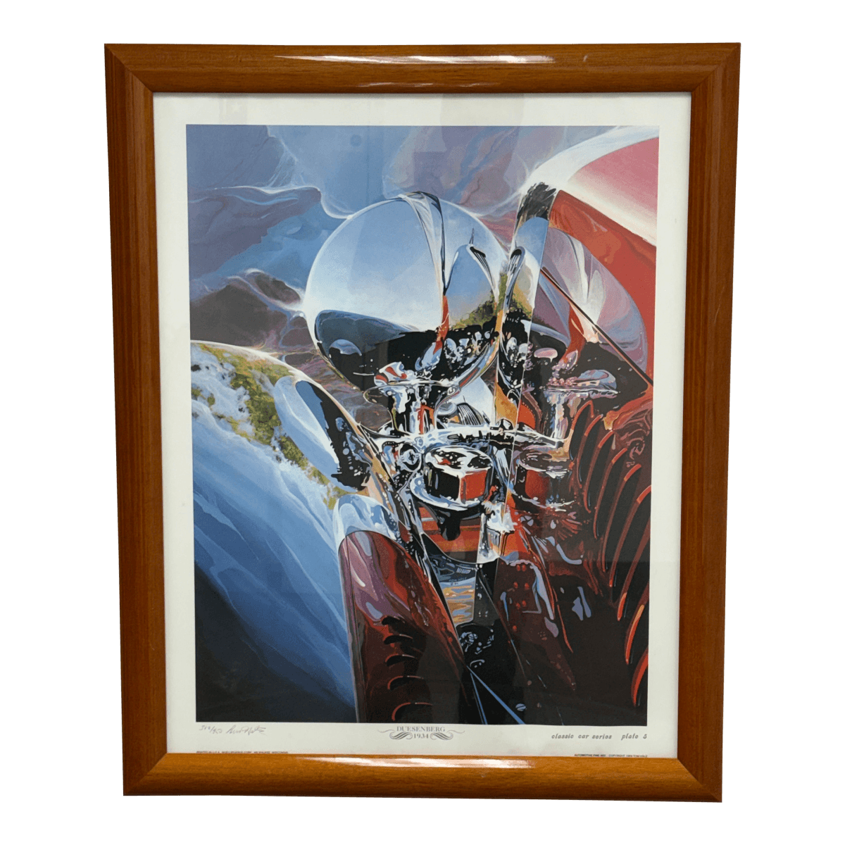 Circa 1988 Signed Tom Hale Classic Car Series Print, Framed - Thumbnail 2