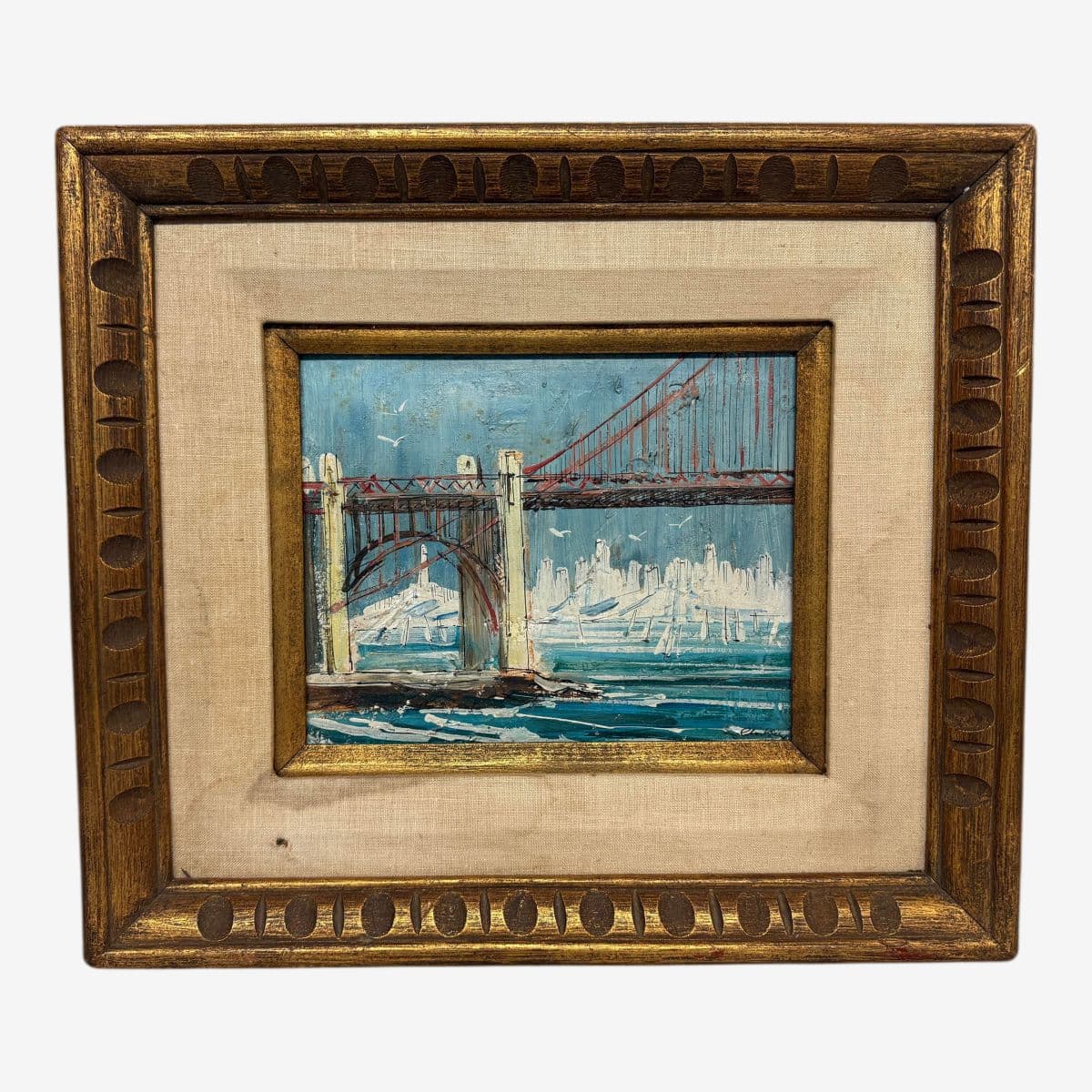 John Checkley Fort Point Landscape Painting, Framed - Image 1
