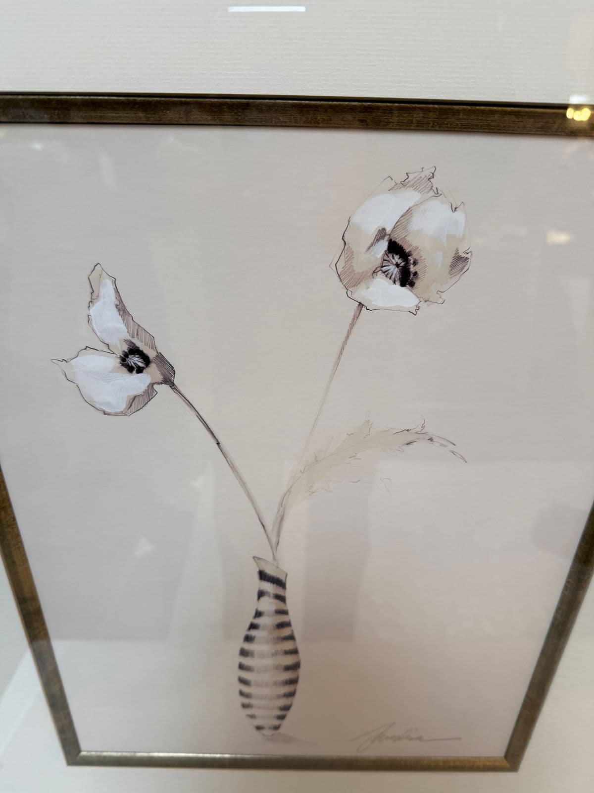 Elizabeth Jardine Striped Vase With Flowers Art Print, Signed - Thumbnail 5