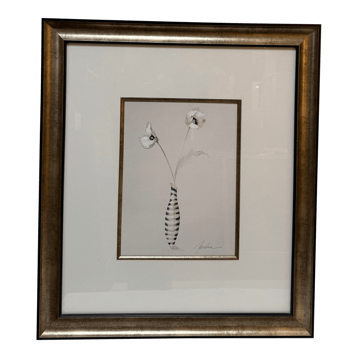 Elizabeth Jardine Striped Vase With Flowers Art Print, Signed - Thumbnail 2