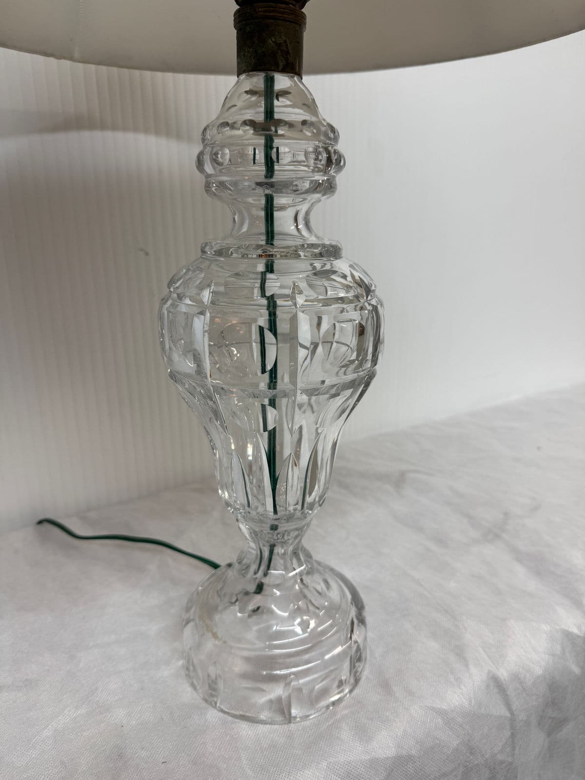 Vintage Crystal Cut Glass Table Lamp - Thumbnail 7