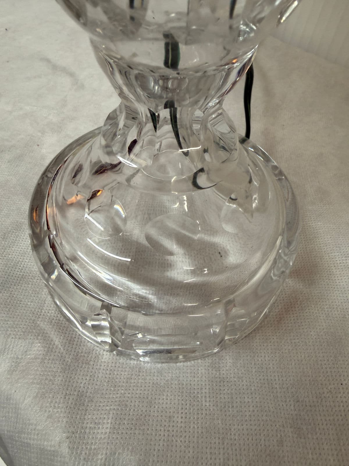 Vintage Crystal Cut Glass Table Lamp - Thumbnail 6