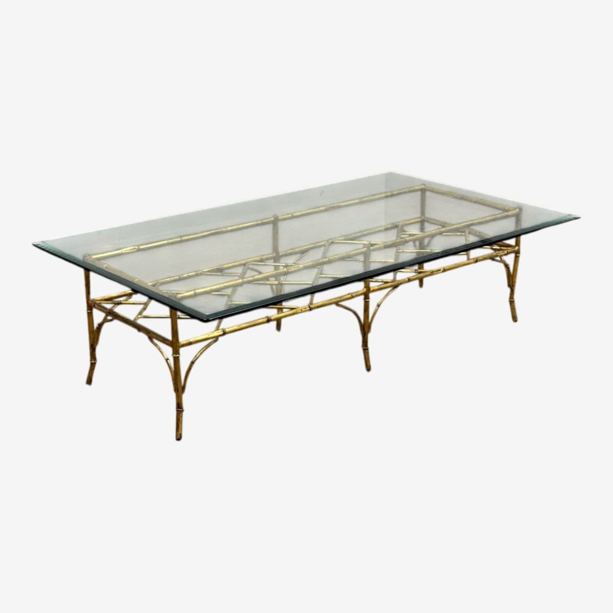 Vintage Golden Faux Bamboo Coffee Table - Image 1