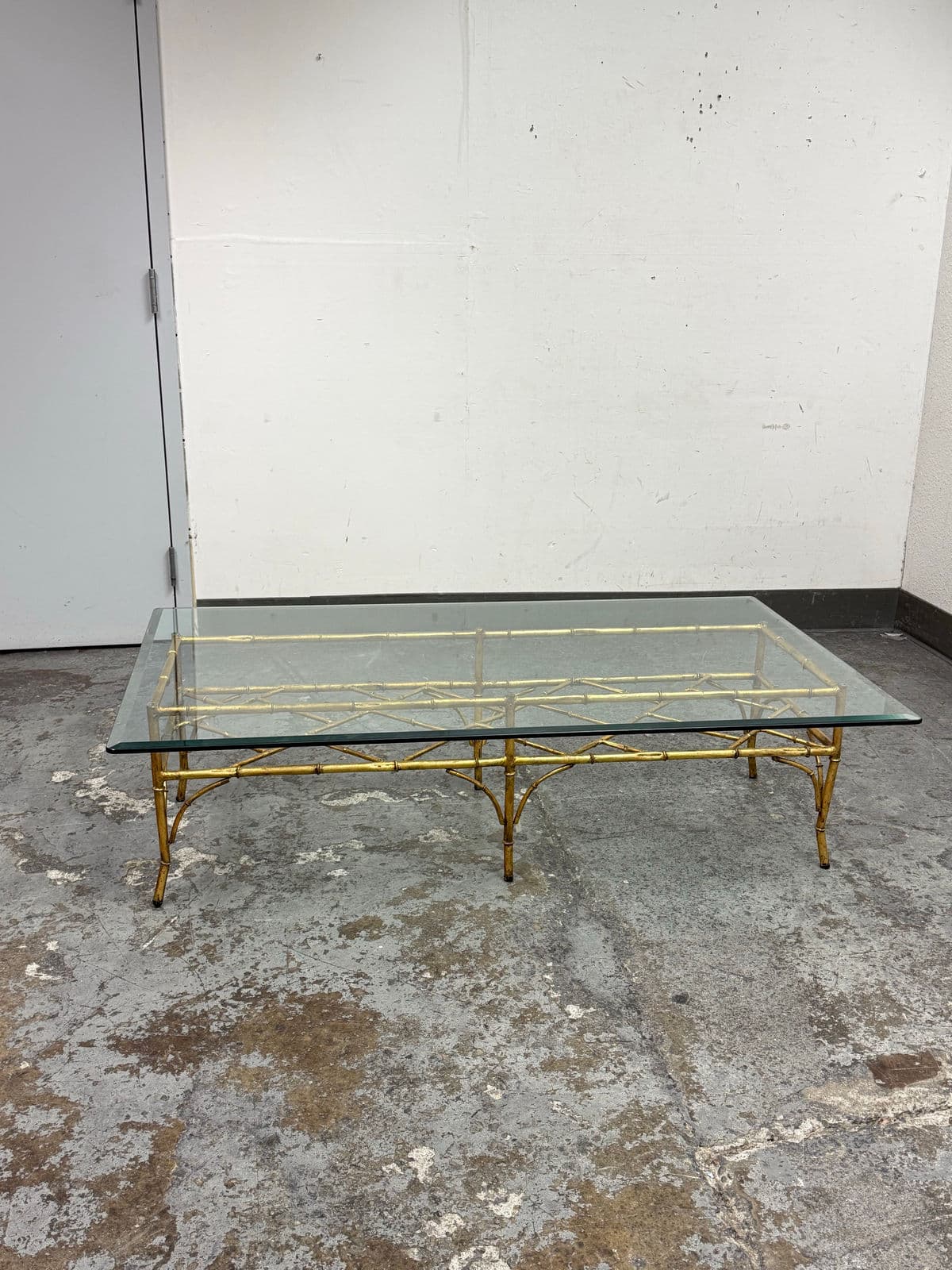 Vintage Golden Faux Bamboo Coffee Table - Thumbnail 3