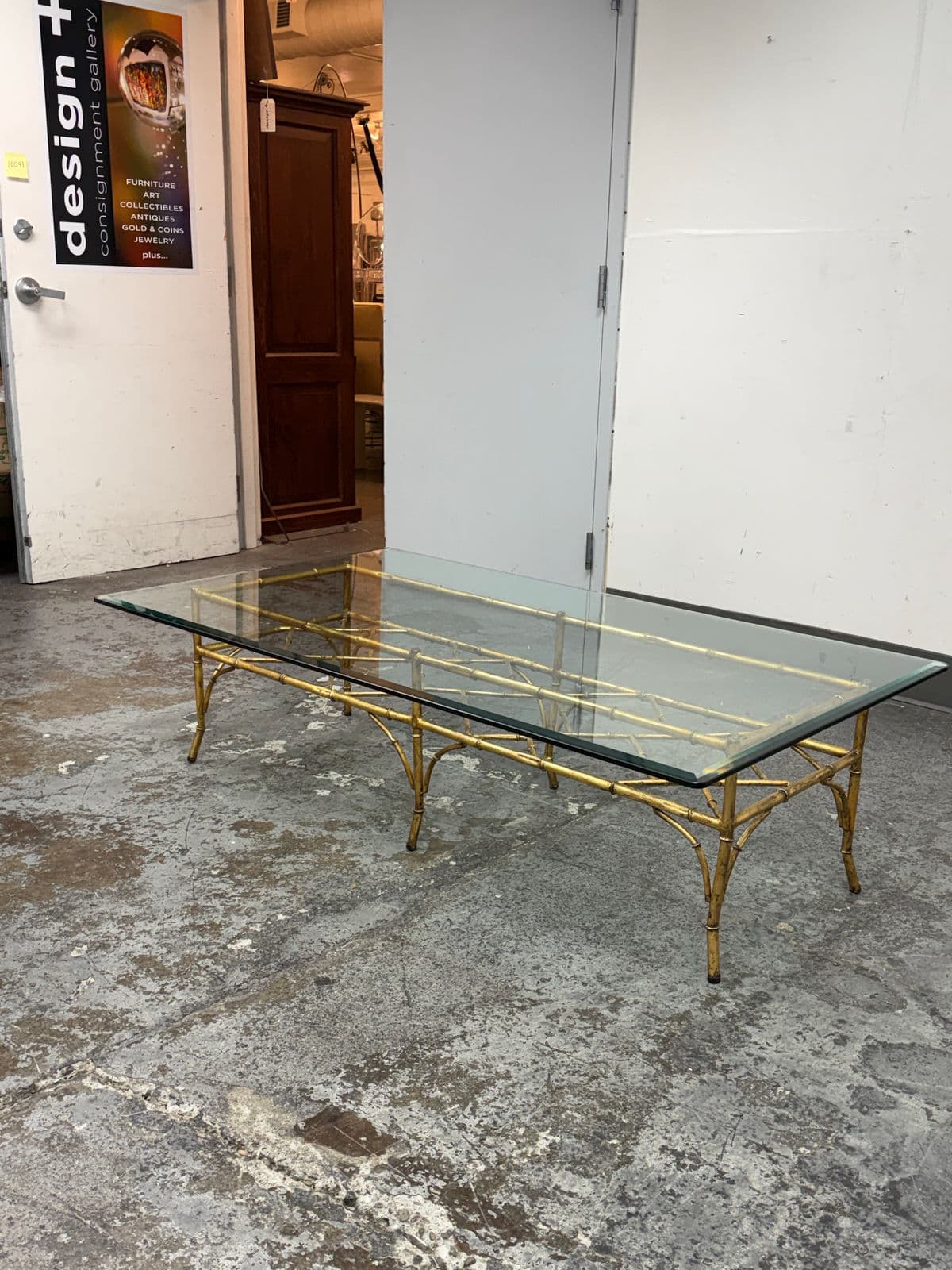 Vintage Golden Faux Bamboo Coffee Table - Thumbnail 4