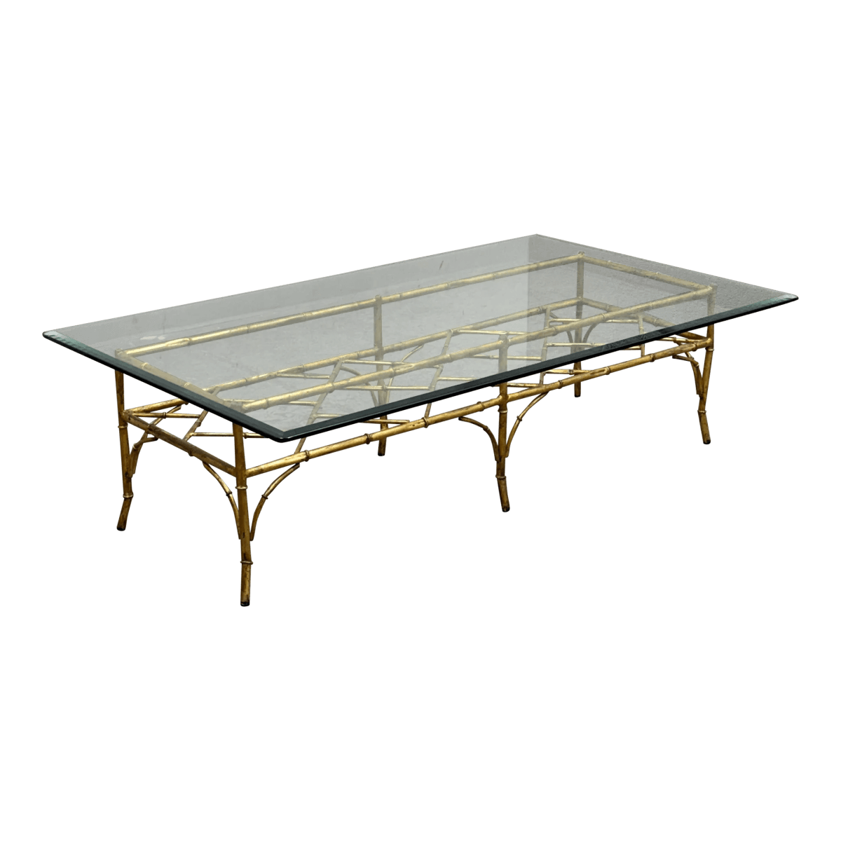 Vintage Golden Faux Bamboo Coffee Table - Thumbnail 2