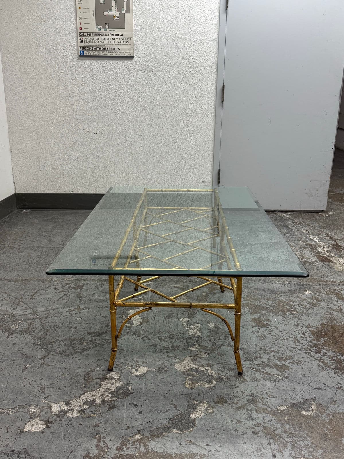 Vintage Golden Faux Bamboo Coffee Table - Thumbnail 7