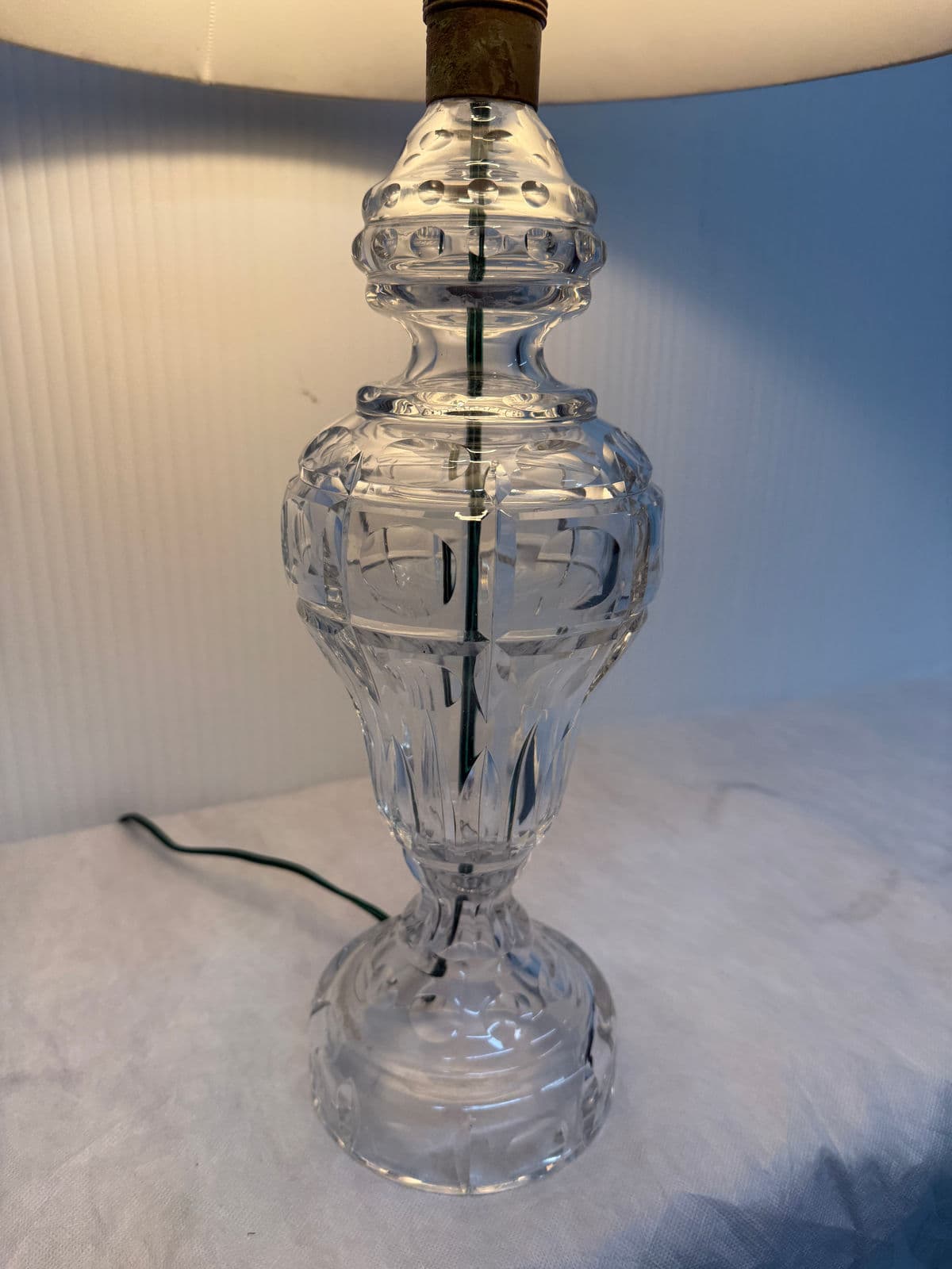 Vintage Crystal Cut Glass Table Lamp - Thumbnail 9