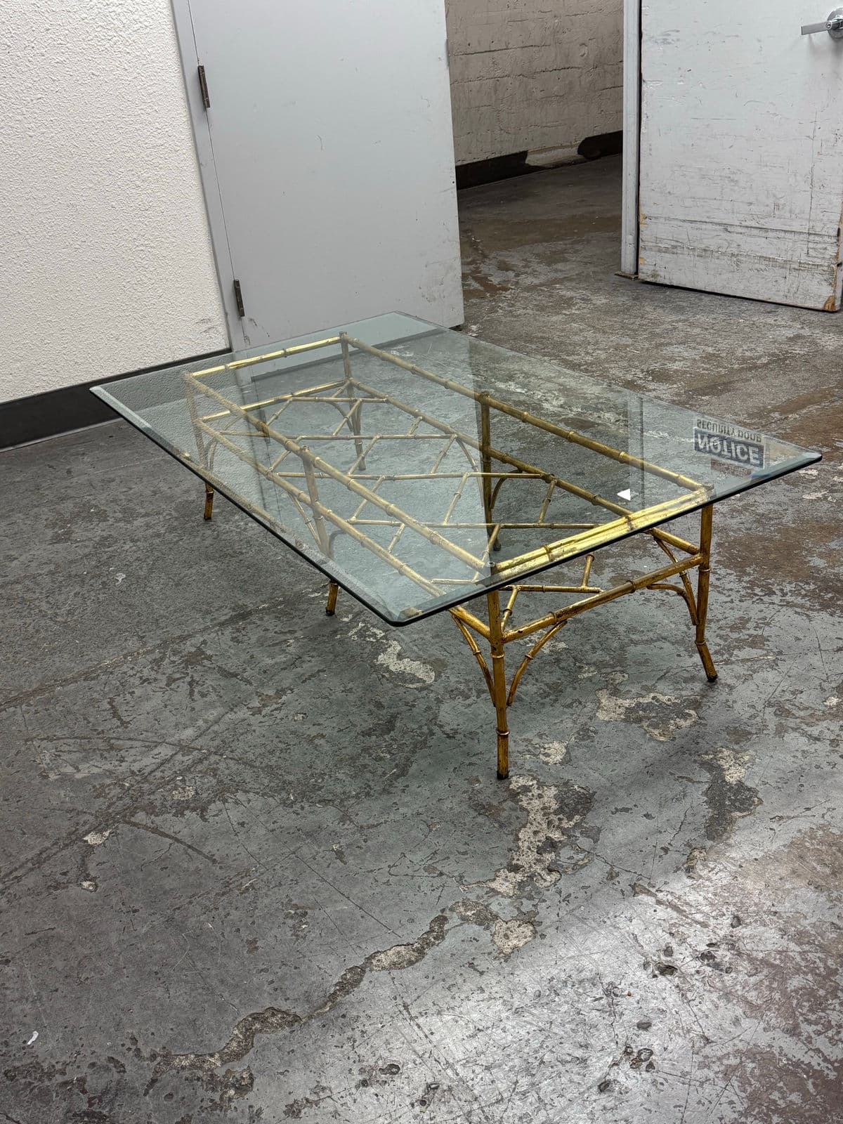 Vintage Golden Faux Bamboo Coffee Table - Thumbnail 6