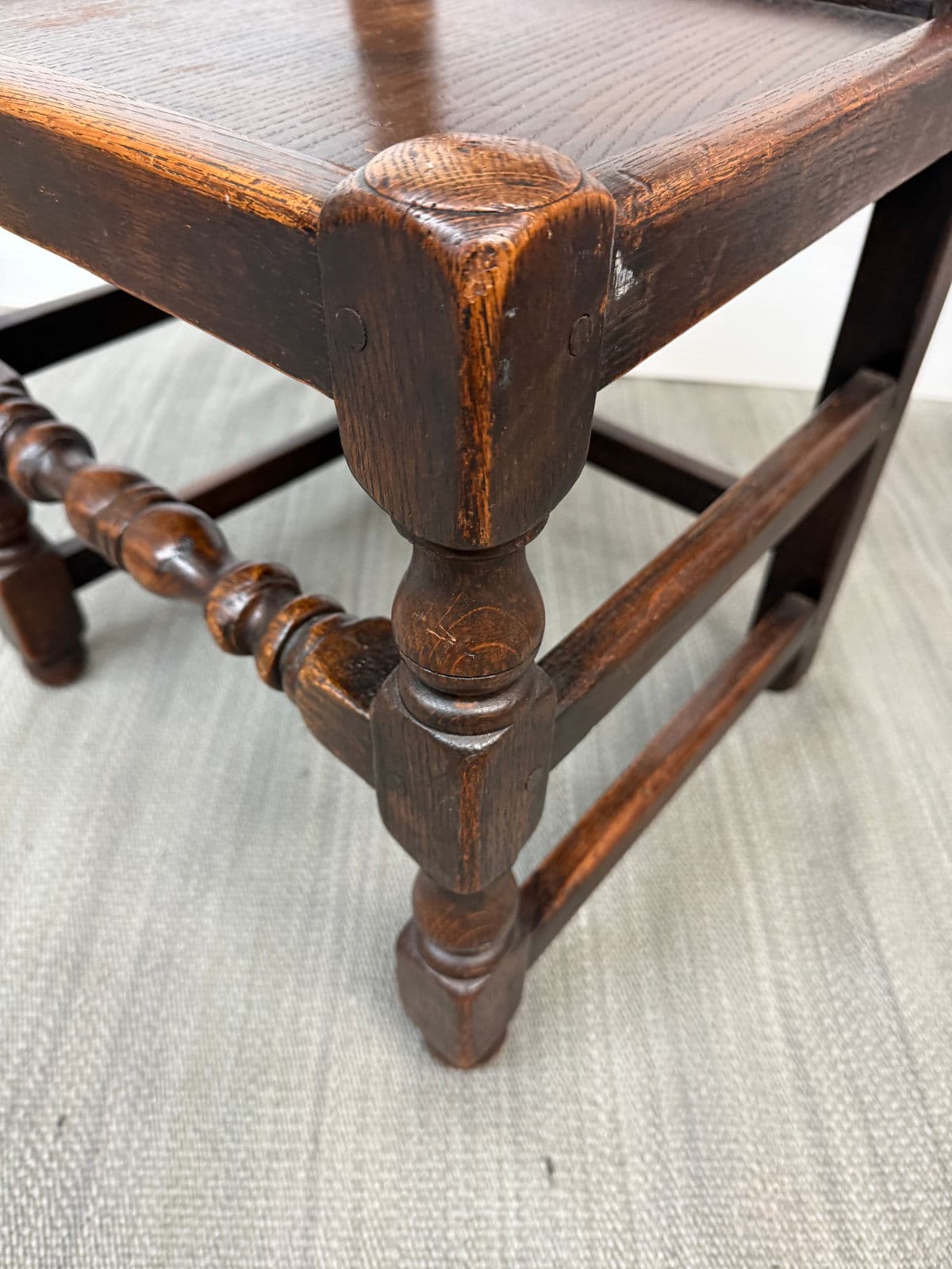 17th Century Oak Wood Side Chairs, Pair - Thumbnail 9