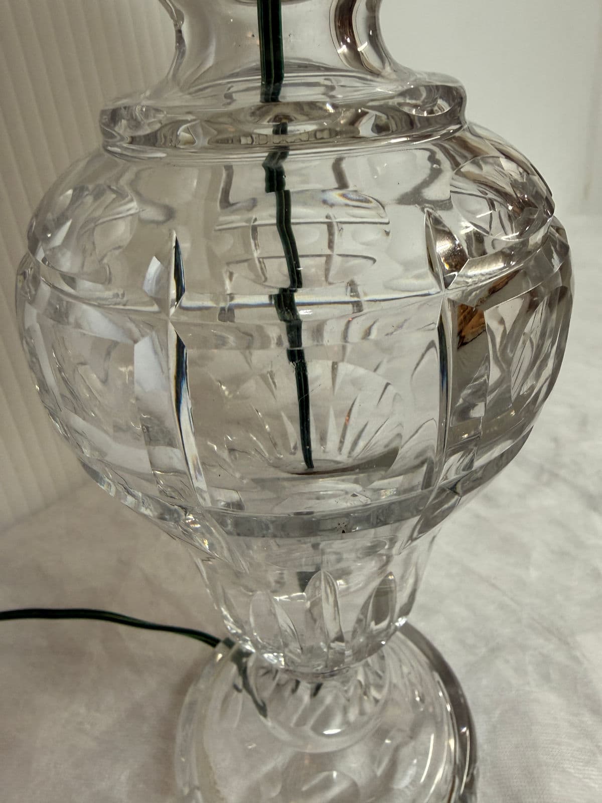 Vintage Crystal Cut Glass Table Lamp - Thumbnail 8