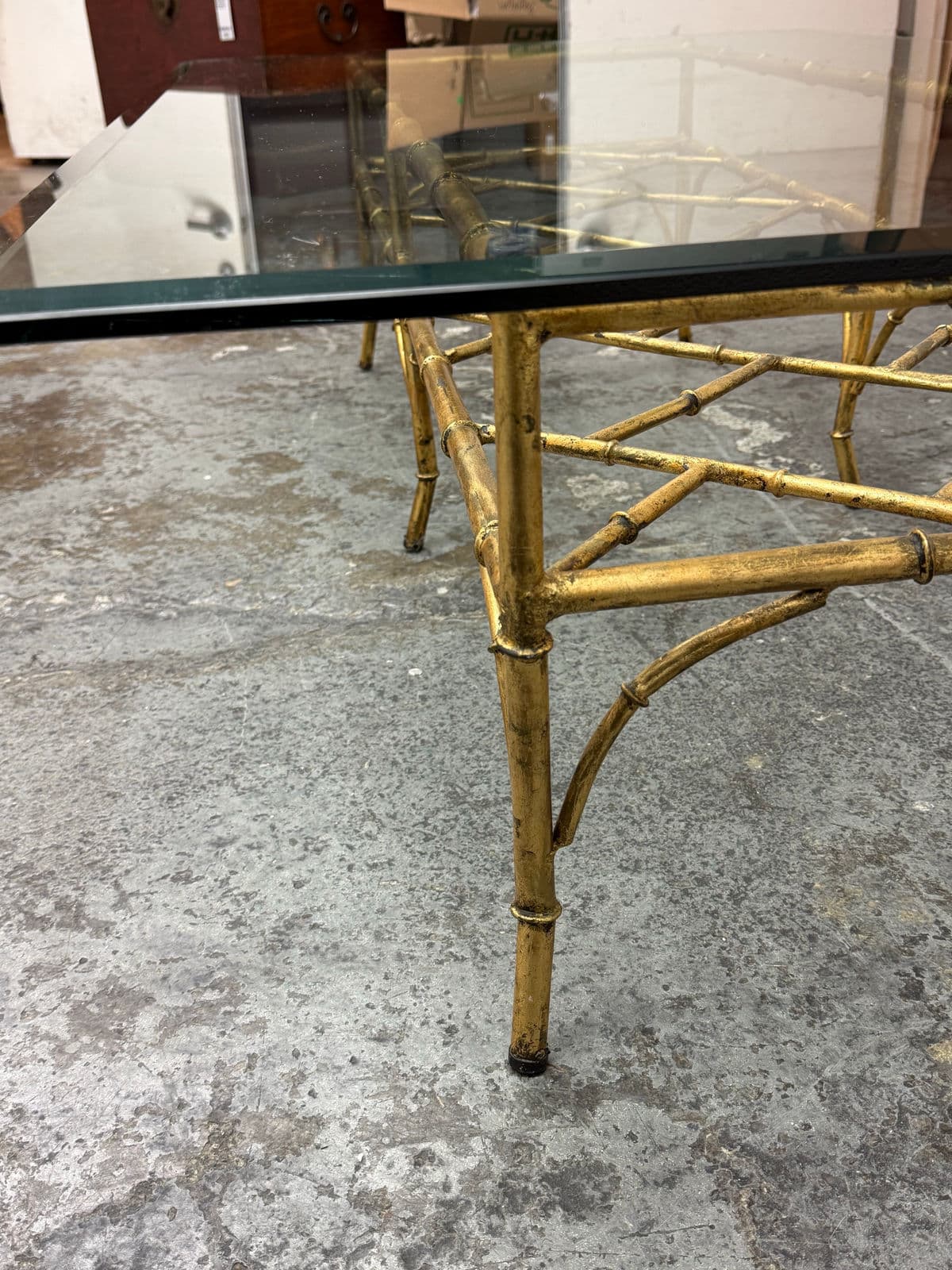 Vintage Golden Faux Bamboo Coffee Table - Thumbnail 8