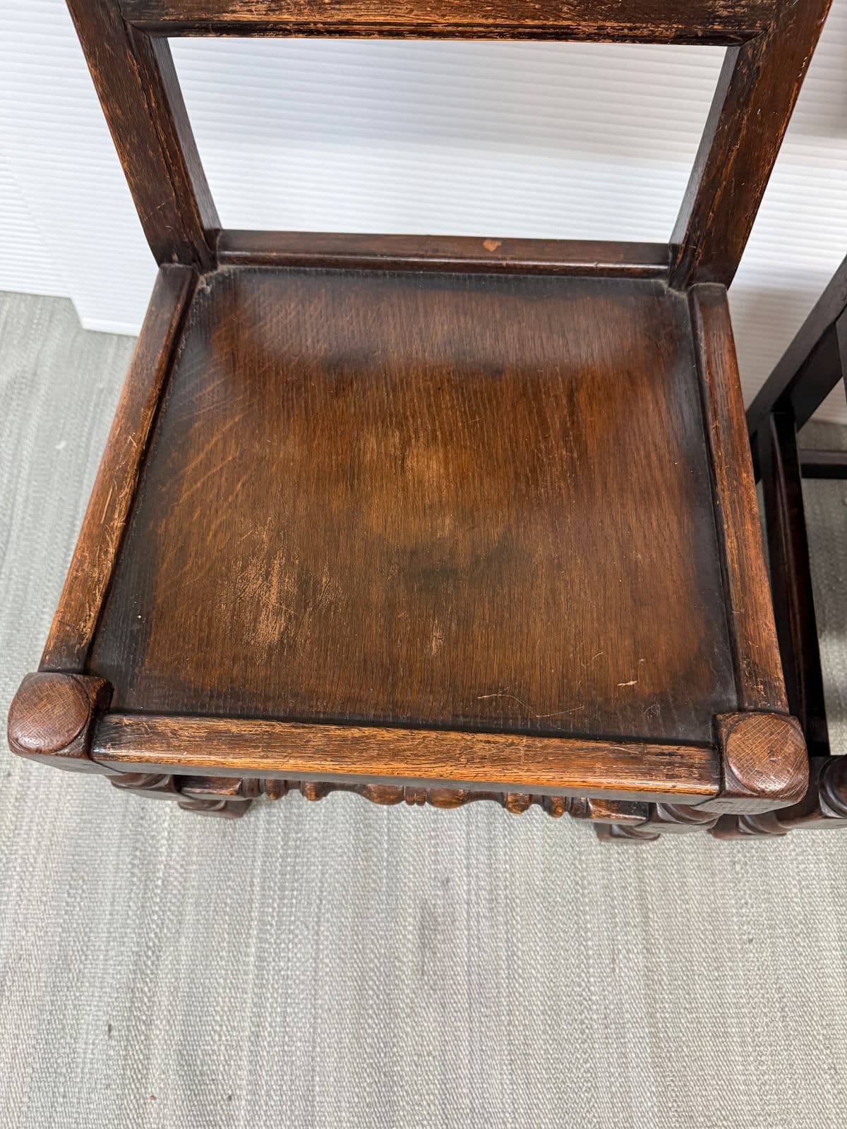 17th Century Oak Wood Side Chairs, Pair - Thumbnail 13