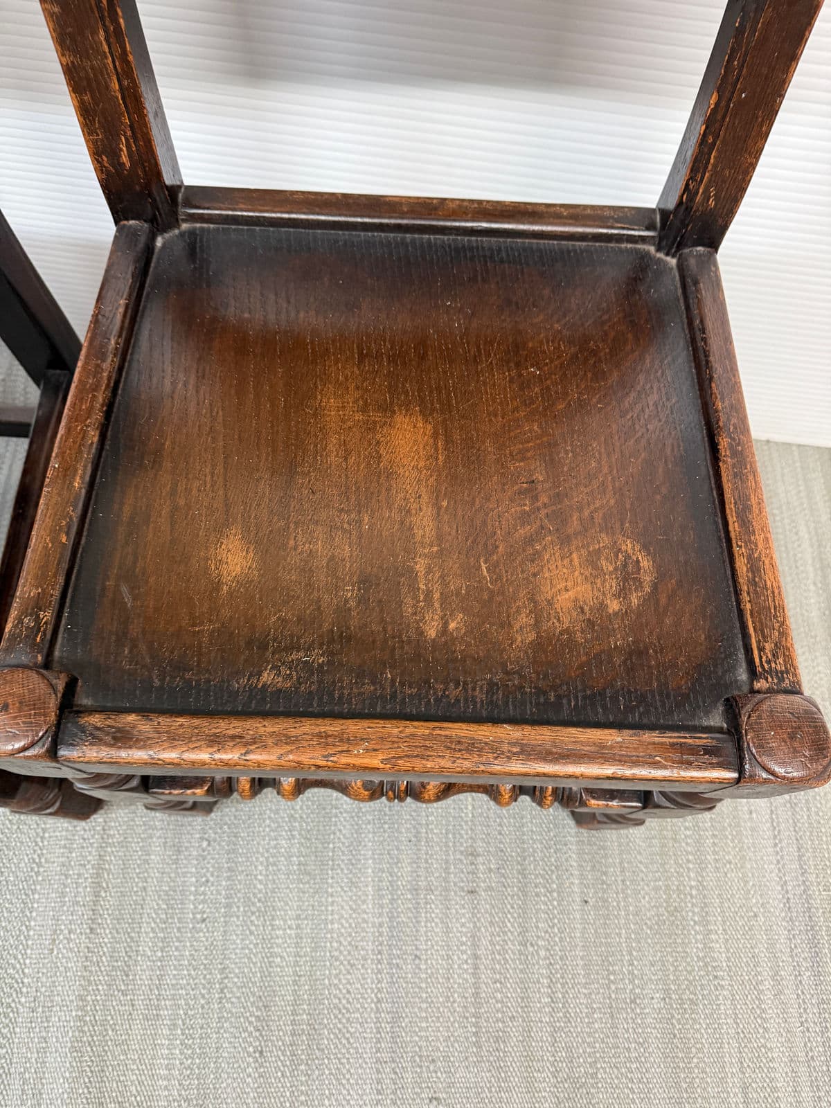 17th Century Oak Wood Side Chairs, Pair - Thumbnail 10