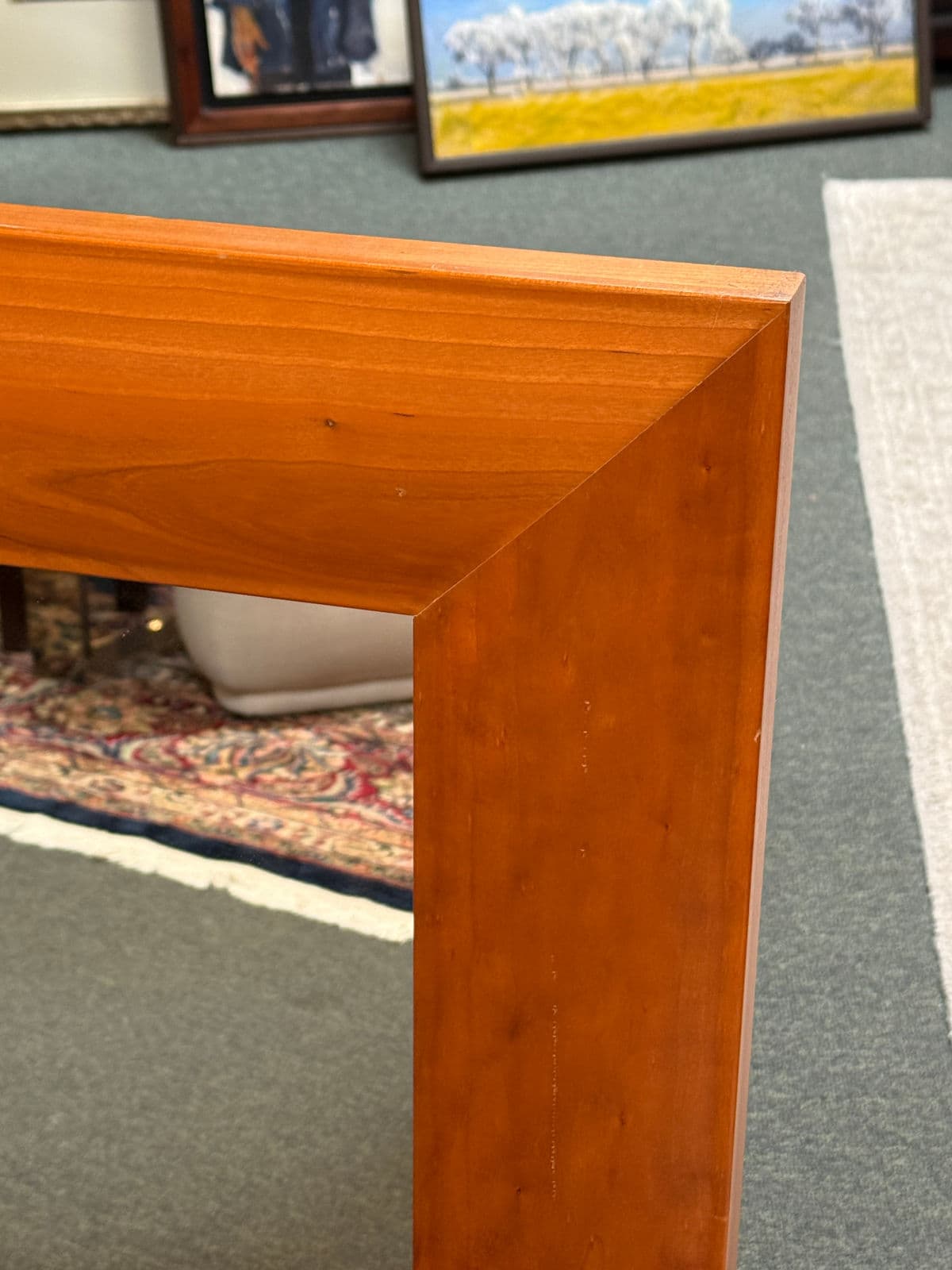 Contemporary Cherry Wood Wall Mirror - Thumbnail 5