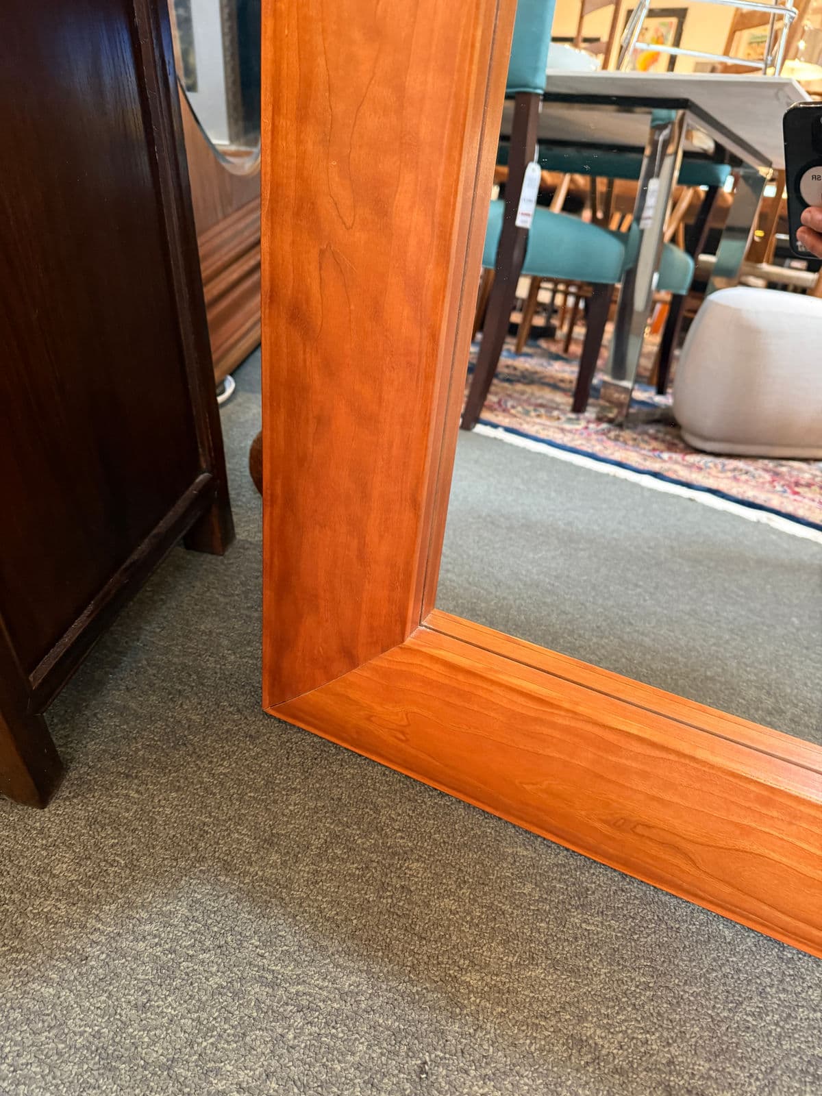 Contemporary Cherry Wood Wall Mirror - Thumbnail 4