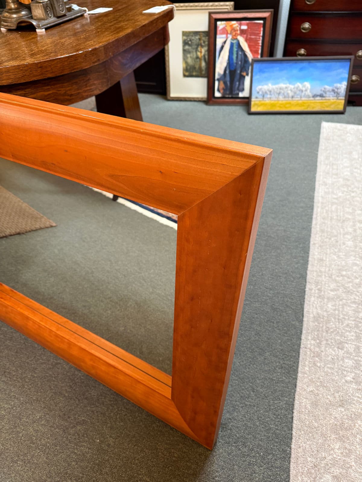 Contemporary Cherry Wood Wall Mirror - Thumbnail 9