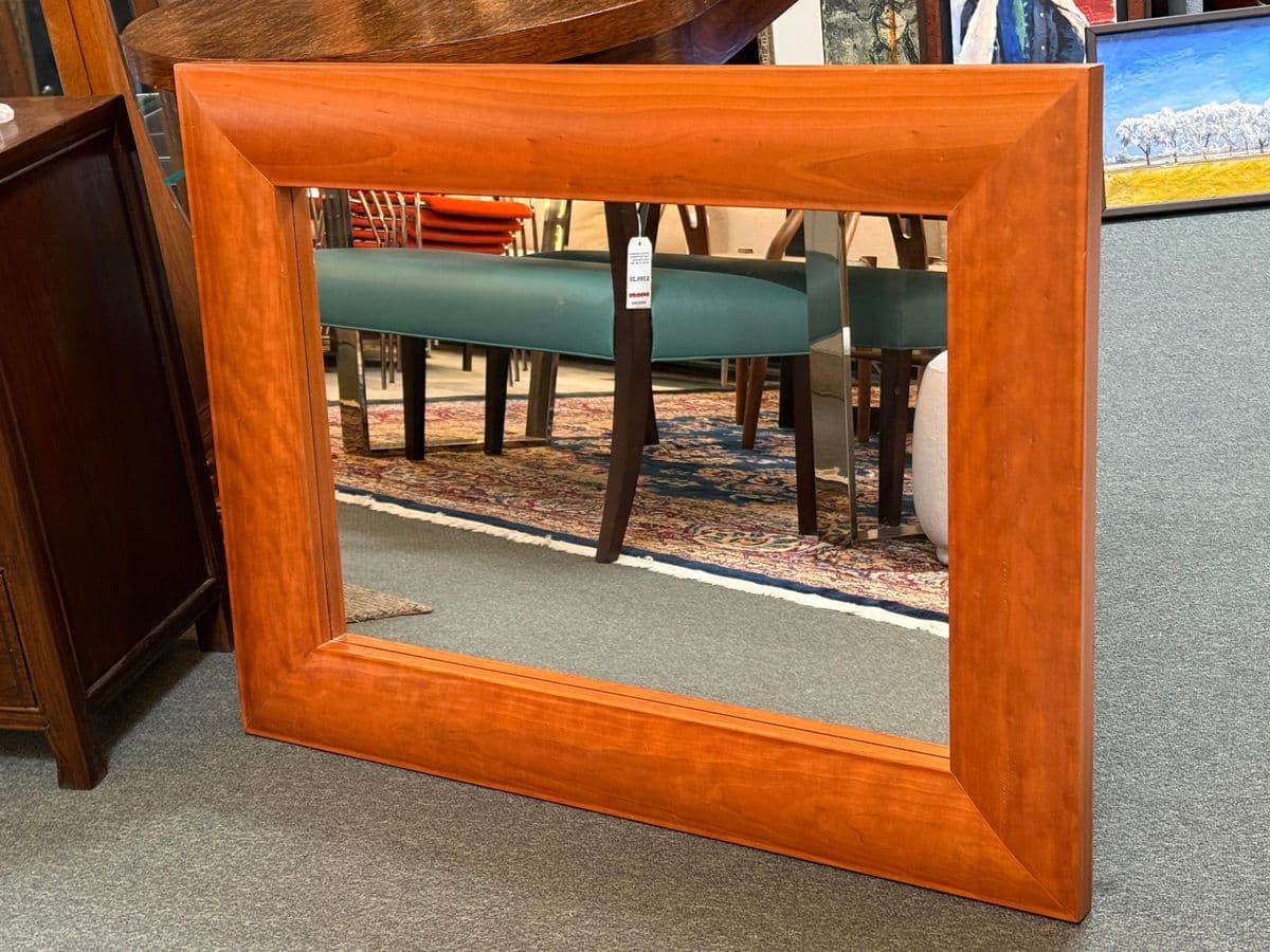 Contemporary Cherry Wood Wall Mirror - Thumbnail 3