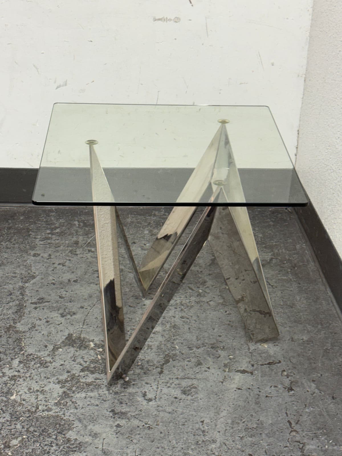 Calvin Chrome + Glass Side Tables, Pair - Thumbnail 3