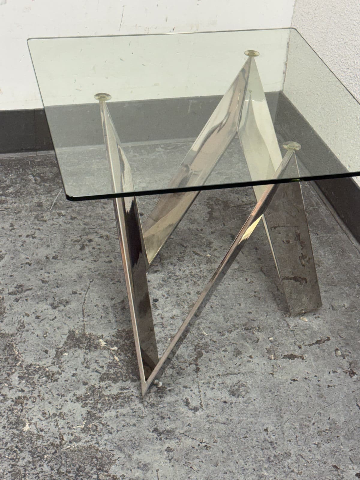 Calvin Chrome + Glass Side Tables, Pair - Thumbnail 5