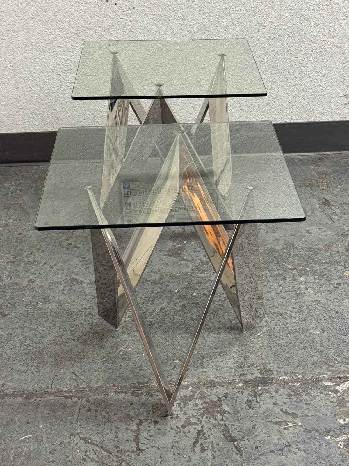 Calvin Chrome + Glass Side Tables, Pair - Thumbnail 13