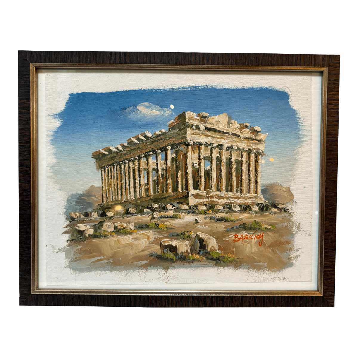 Greek Artwork of the Parthenon, Signed - Thumbnail 2