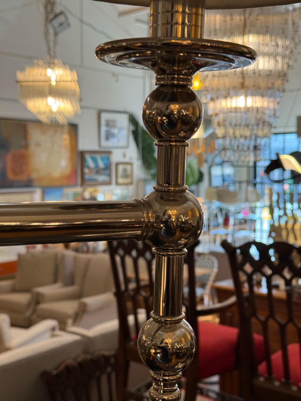 Chrome Pendant Chandelier With Pleated Shades - Thumbnail 7