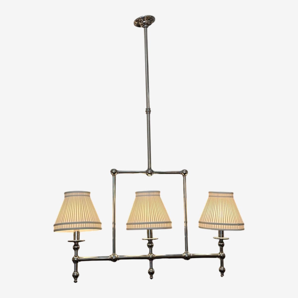 Chrome Pendant Chandelier With Pleated Shades - Image 1