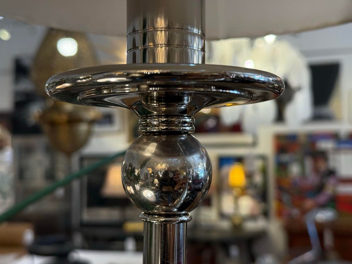 Chrome Pendant Chandelier With Pleated Shades - Thumbnail 9