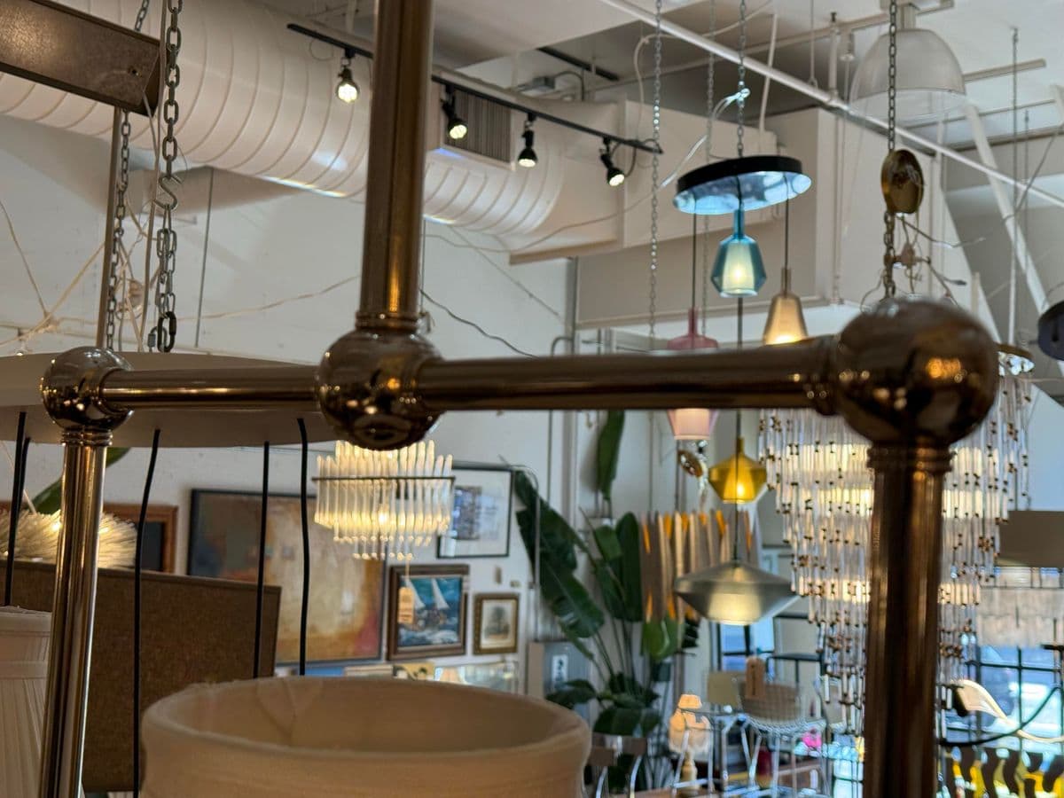 Chrome Pendant Chandelier With Pleated Shades - Thumbnail 10