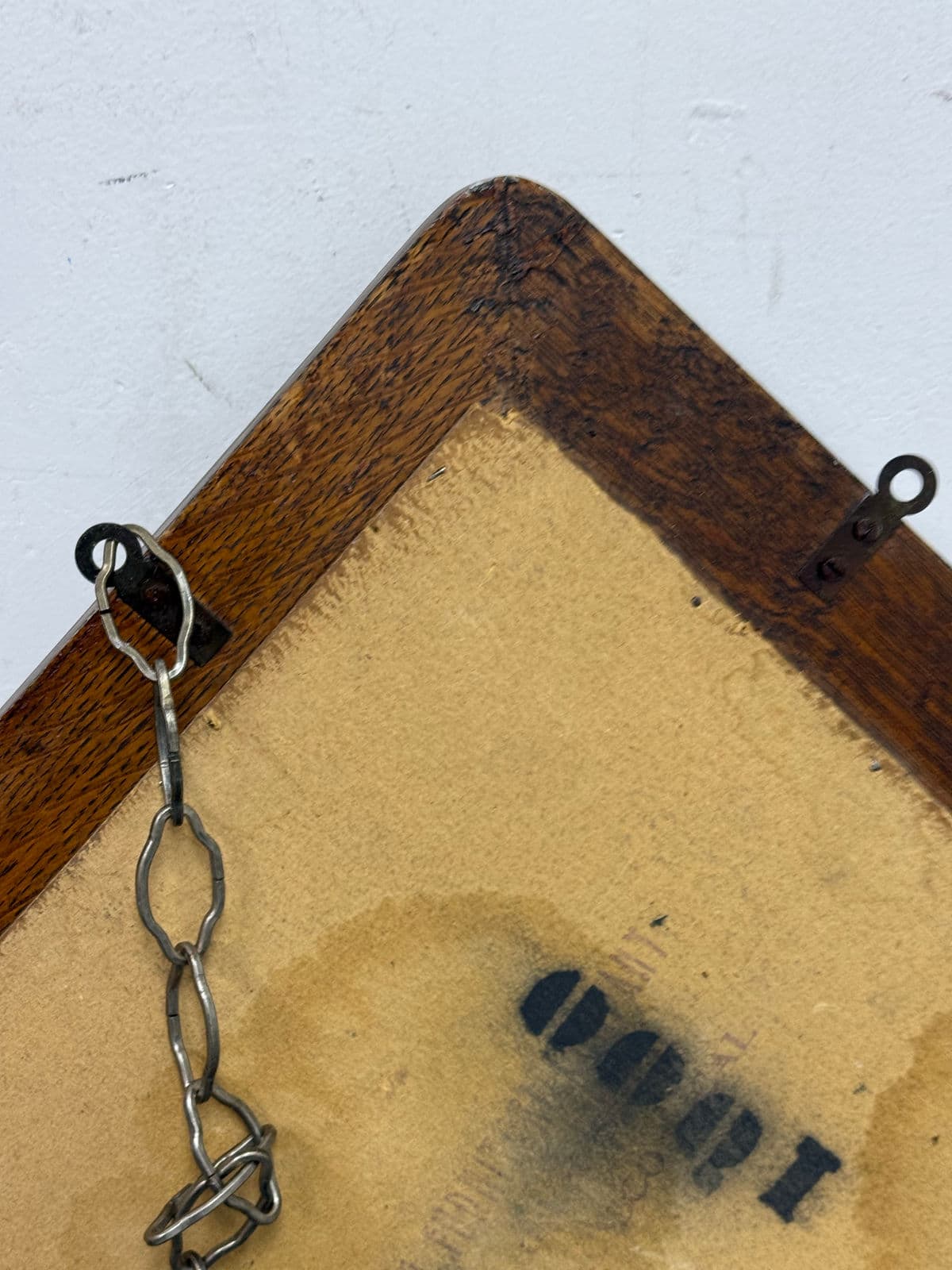 Circa 1910's Tiger Oak Wood Wall Mirror + Coat Rack - Thumbnail 11