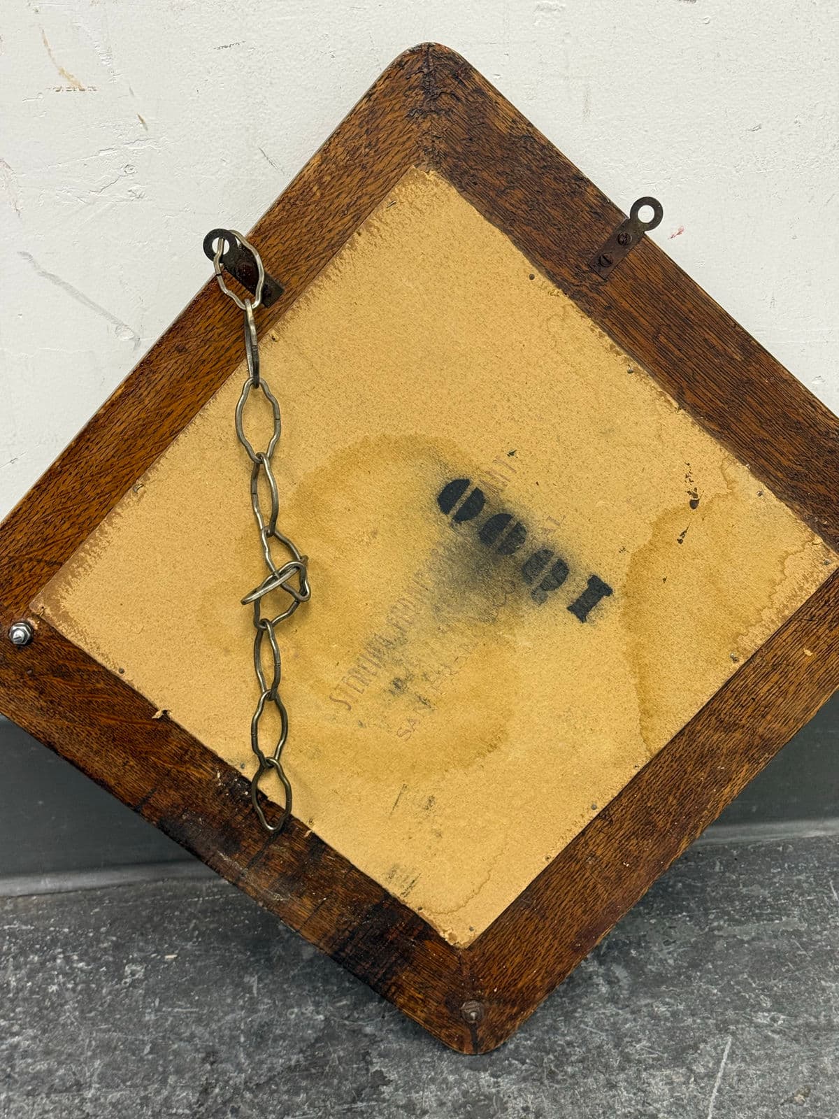 Circa 1910's Tiger Oak Wood Wall Mirror + Coat Rack - Thumbnail 10