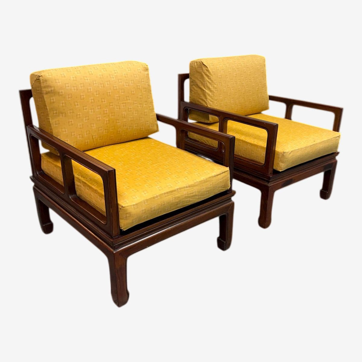Vintage Asian Style Rosewood Lounge Chairs, Pair - Image 1