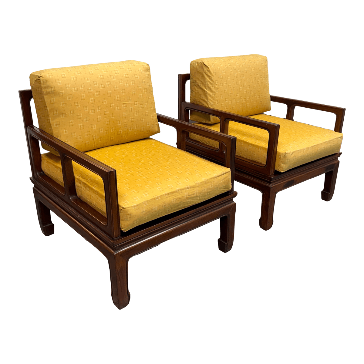 Vintage Asian Style Rosewood Lounge Chairs, Pair - Thumbnail 2