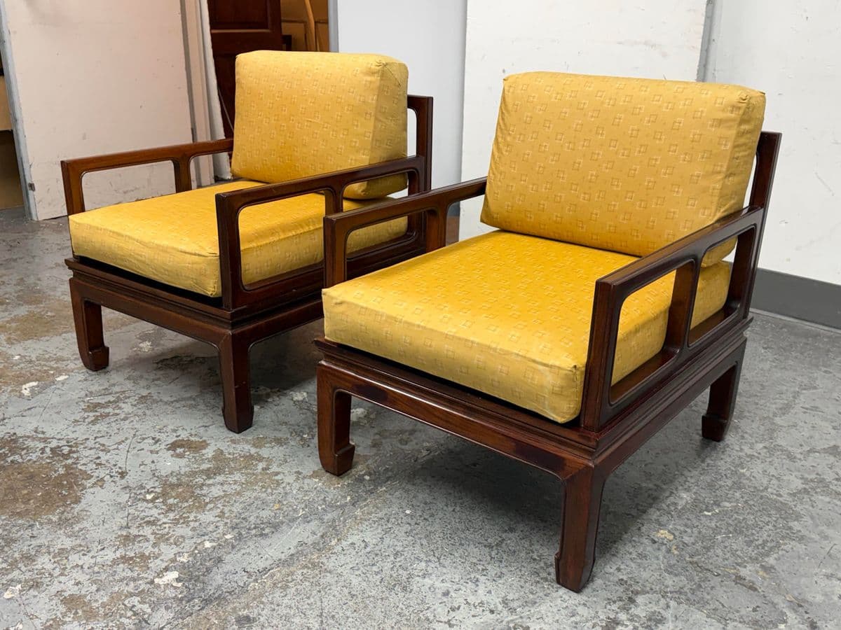 Vintage Asian Style Rosewood Lounge Chairs, Pair - Thumbnail 4