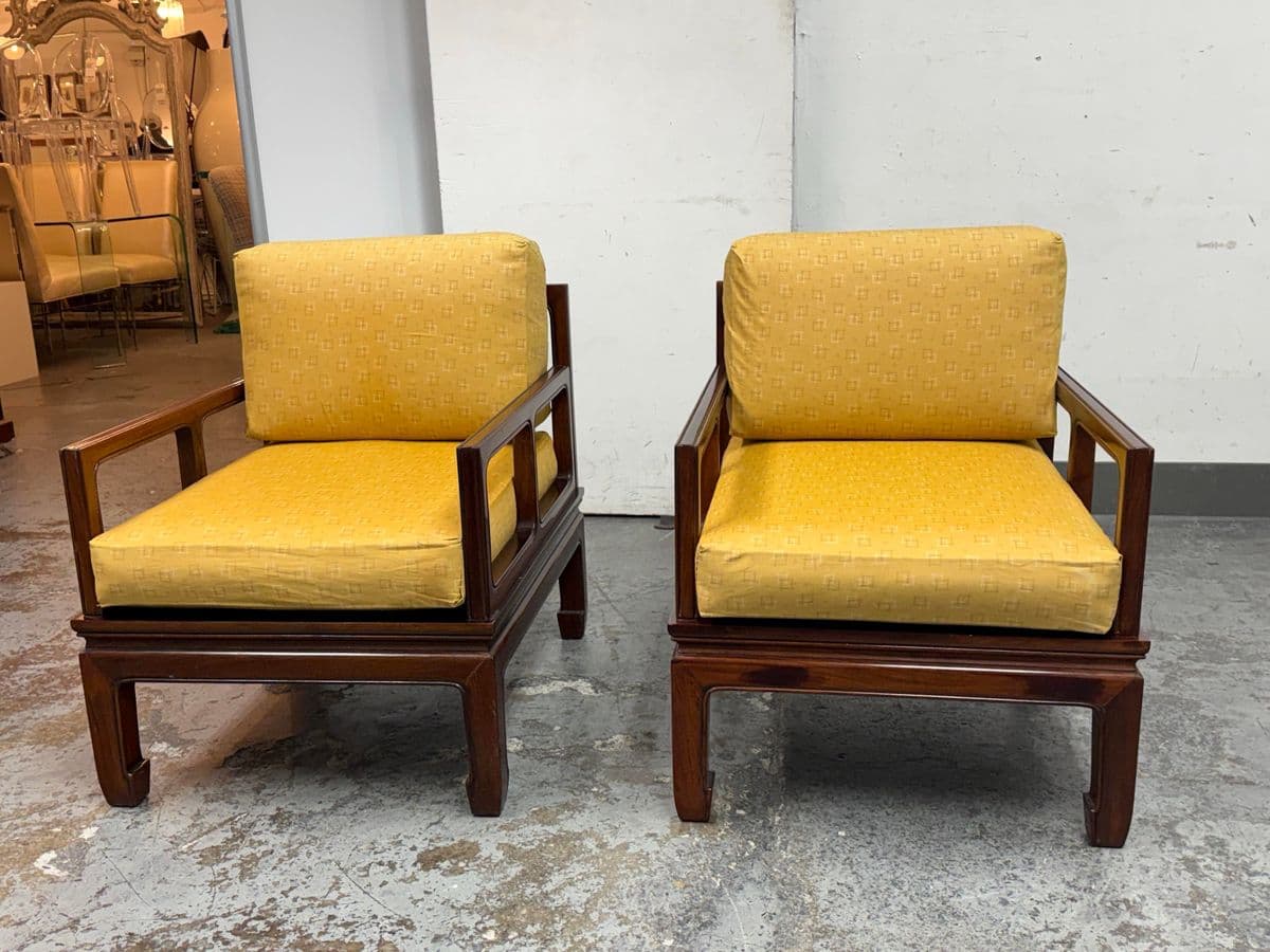 Vintage Asian Style Rosewood Lounge Chairs, Pair - Thumbnail 3