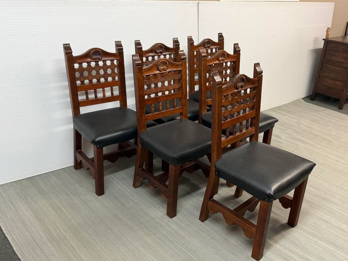 Moorish Revival Carved Dining Chairs, Set of Six - Thumbnail 5