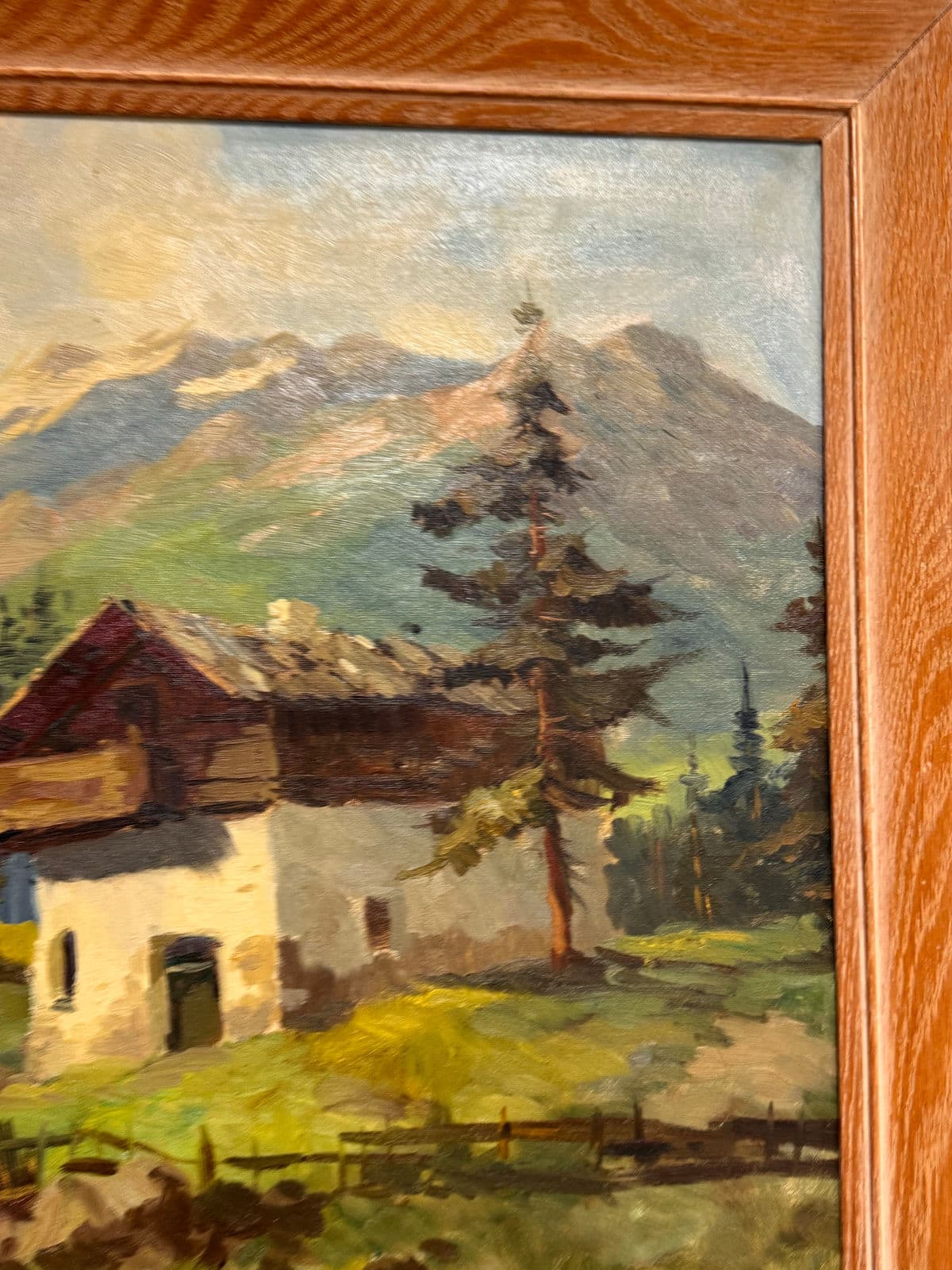 J. K. Mountain Village Oil Painting, Framed - Thumbnail 10