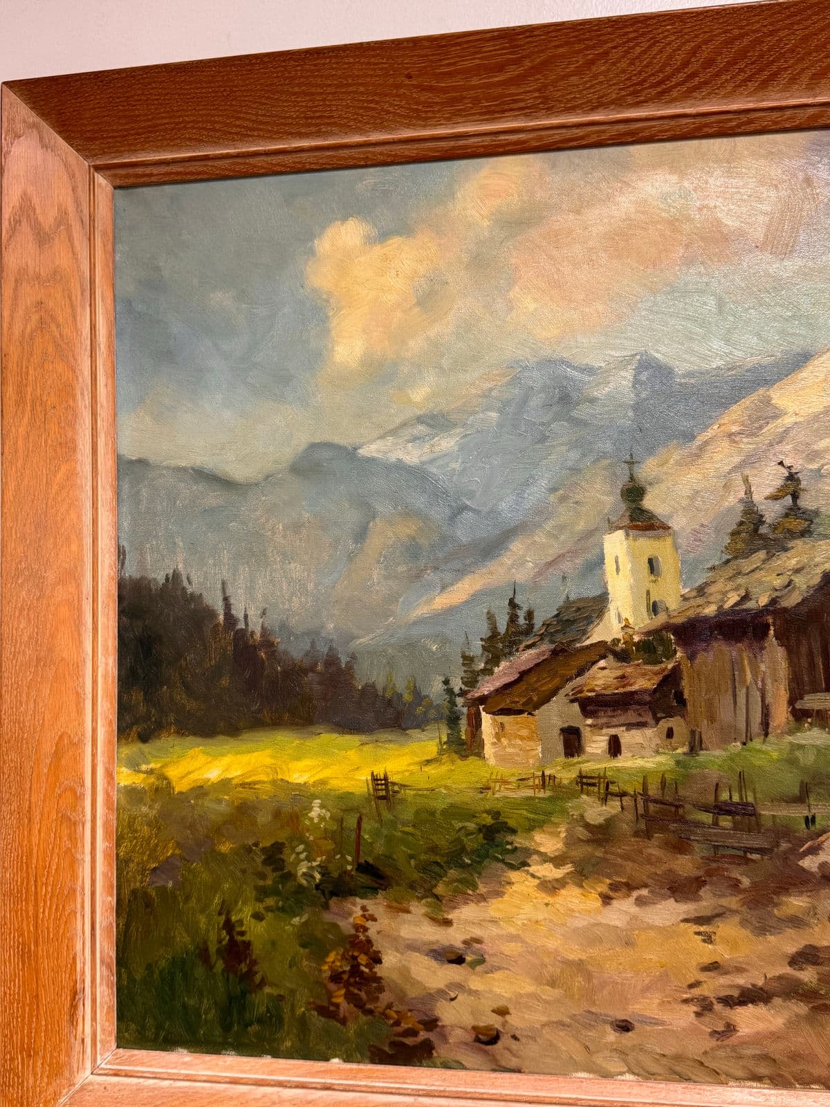 J. K. Mountain Village Oil Painting, Framed - Thumbnail 8