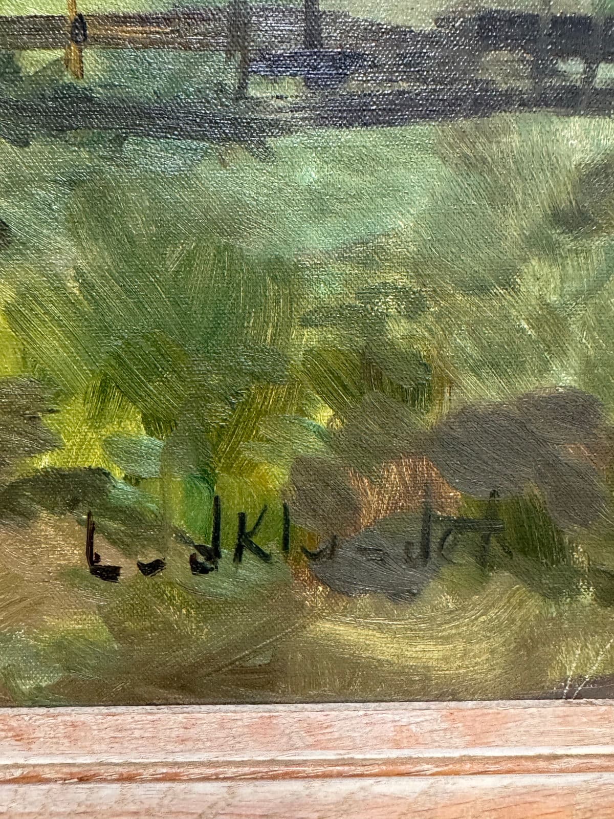 J. K. Mountain Village Oil Painting, Framed - Thumbnail 6