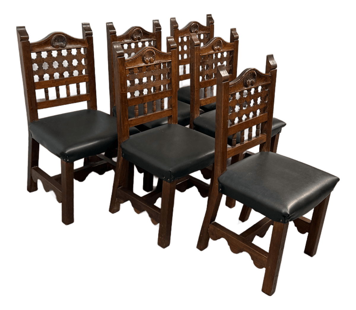 Moorish Revival Carved Dining Chairs, Set of Six - Thumbnail 2