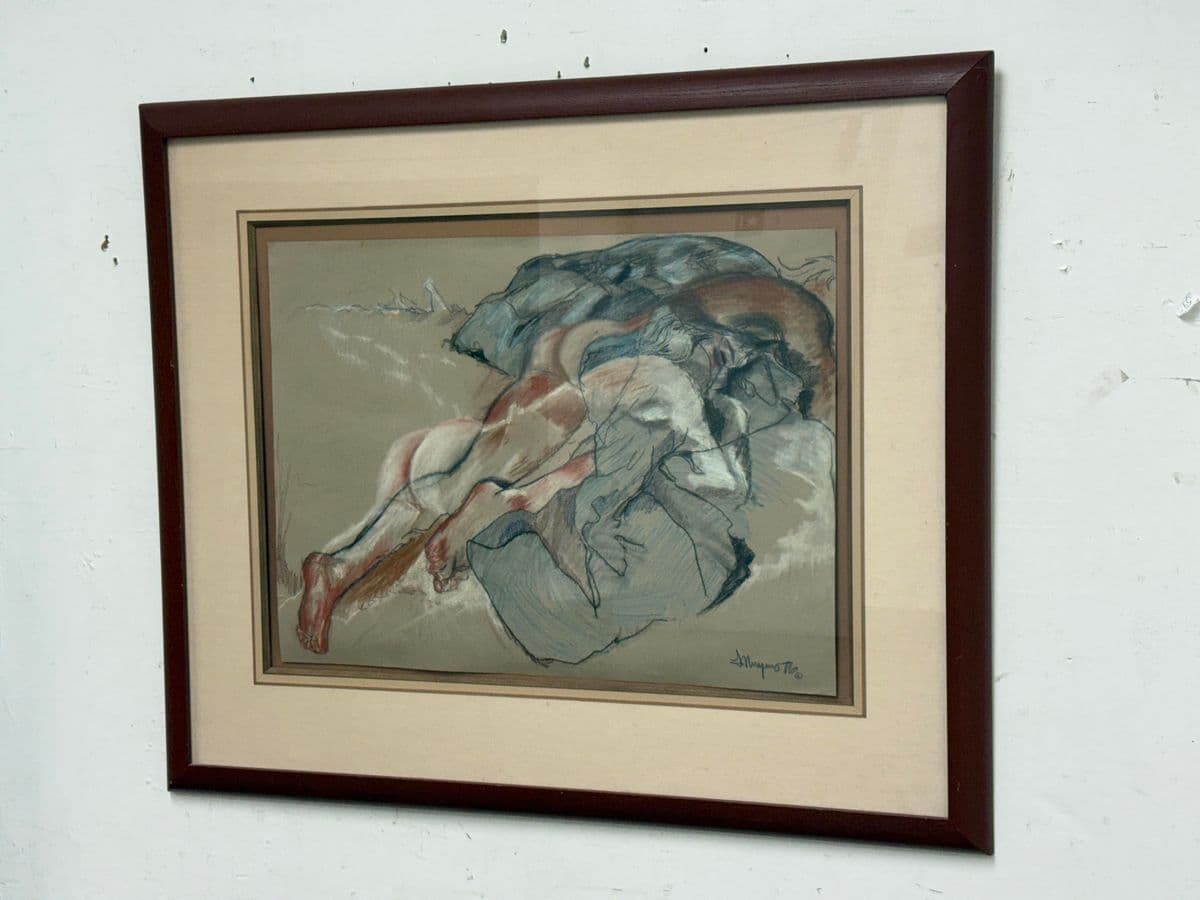 Circa 1976 J. Mayons Pastel Panting of Male Nude, SIgned - Thumbnail 2