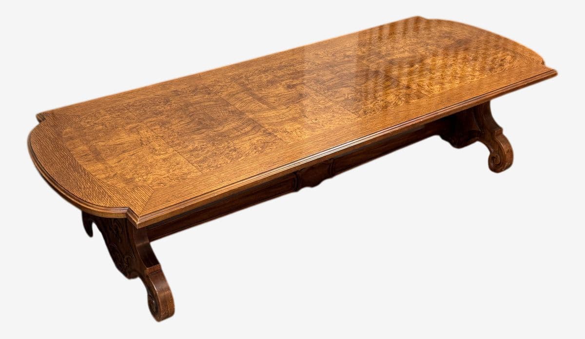 Vintage Spanish Revival Carved Wood Coffee Table - Image 1