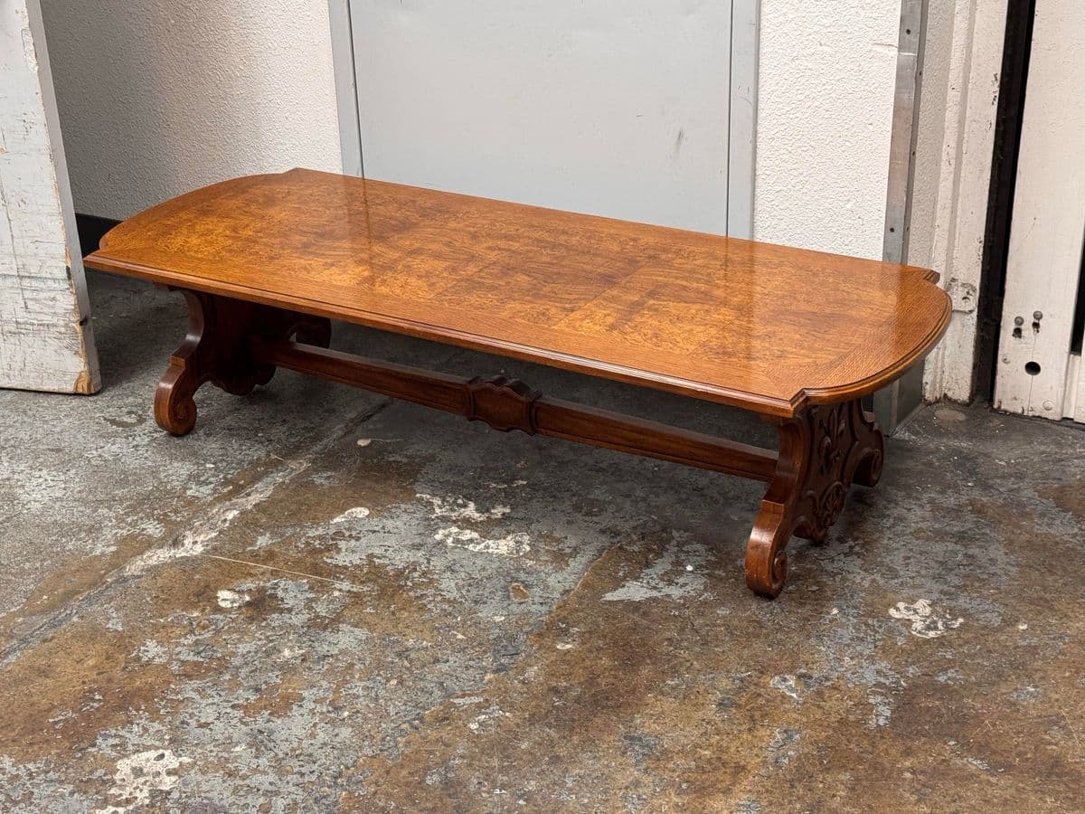 Vintage Spanish Revival Carved Wood Coffee Table - Thumbnail 8