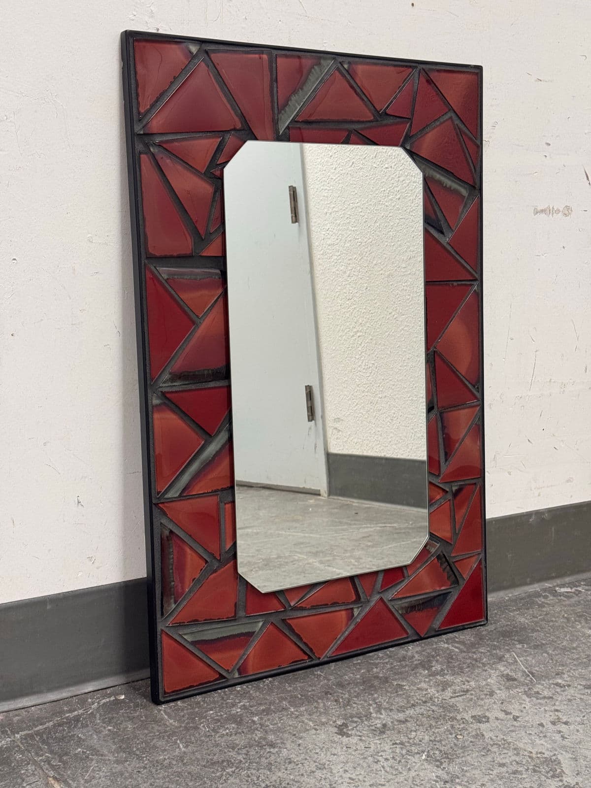 Post Modern Custom Design Metal + Red Ceramic Mirror - Thumbnail 3