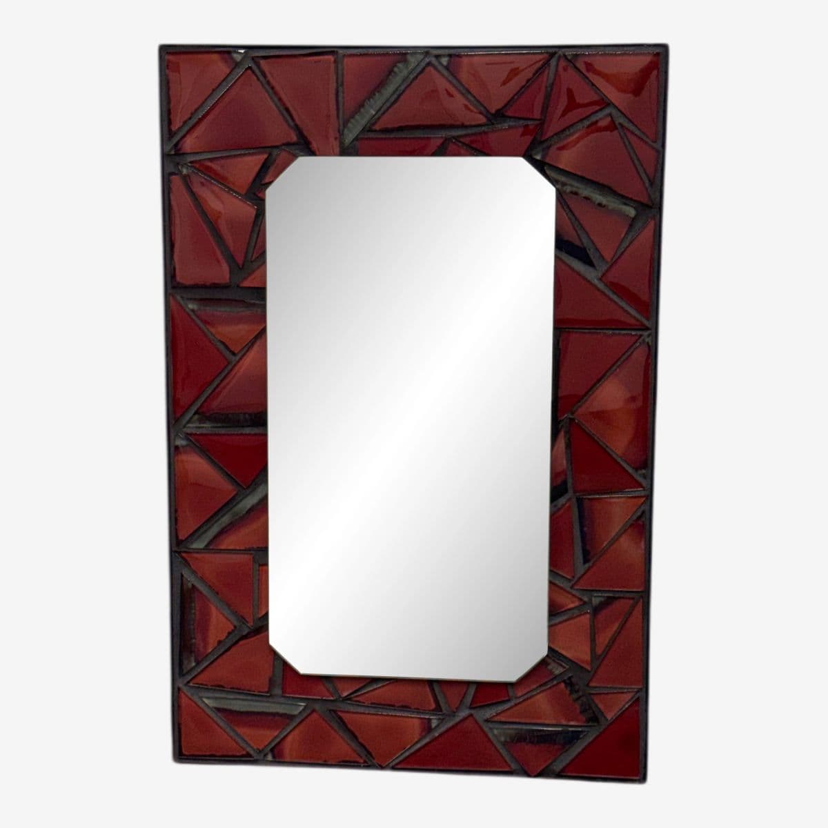 Post Modern Custom Design Metal + Red Ceramic Mirror - Image 1