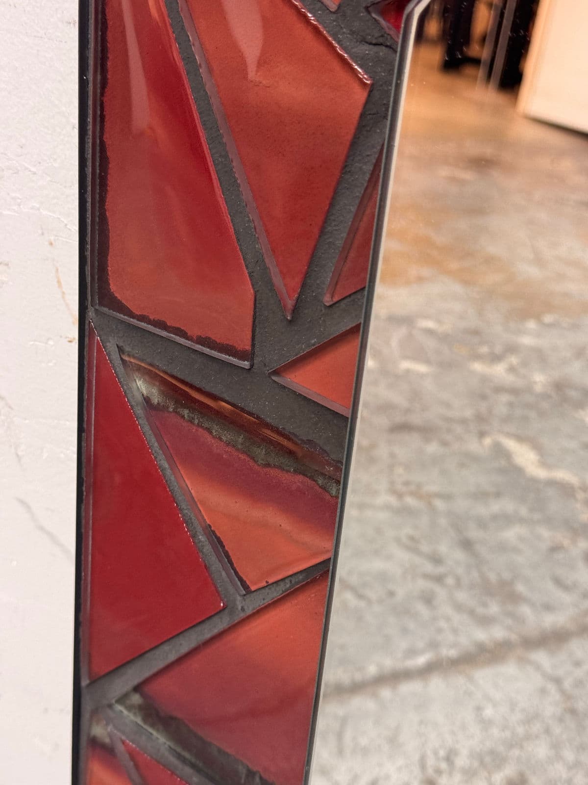 Post Modern Custom Design Metal + Red Ceramic Mirror - Thumbnail 8